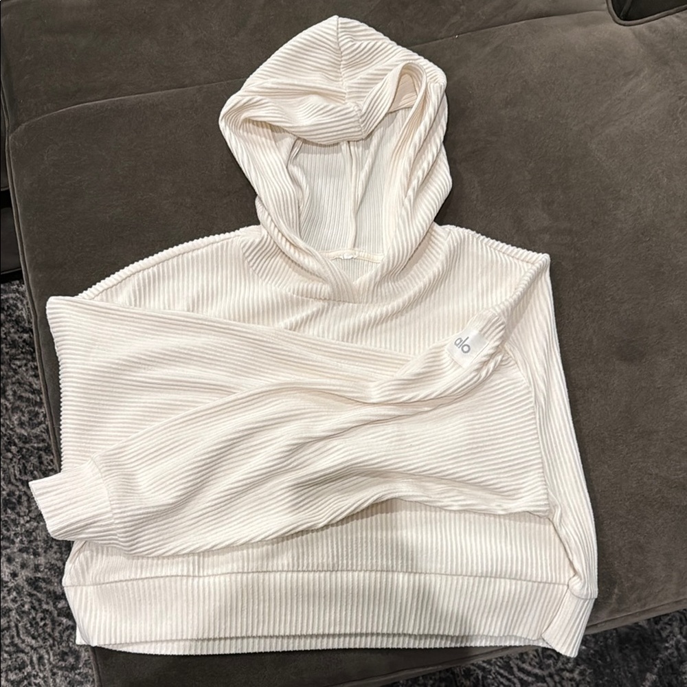 ALO Yoga Muse Ribbed Hoodie, Ivory